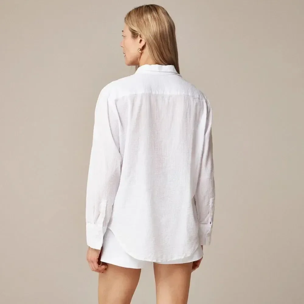 NWT J CREW Garçon classic shirt in gauze in white